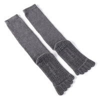 Fitness Pilates Yoga Chaussettes antidérapantes Chaussettes à cinq doigts pour adultes à carreaux Chaussettes antidérapantes à bouts fendus