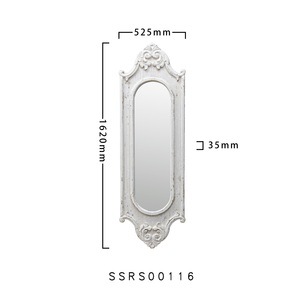 Espejo de Pared Grande Rústico con Marco de Madera Ecológico, Diseño Antiguo Blanco Ornamentado con Decoración Metálica - Product Image 4