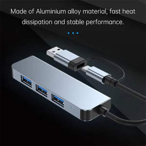 Hub USB Tipo C <span class=keywords><strong>4</strong></span> en <span class=keywords><strong>1</strong></span> <span class=keywords><strong>TKT</strong></span> con <span class=keywords><strong>4</strong></span> Puertos de Carga Rápida 2.<span class=keywords><strong>1</strong></span> para Laptop/Tablet y Múltiples Dispositivos - Aleación de Aluminio - En Stock - Product Image 2