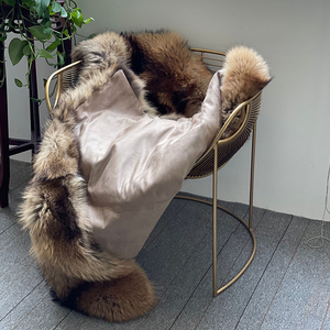 Mềm Chunky De Piel Raccoon Animal Skin Thiết Kế Ấm Đàn Hồi Trọng Mùa Đông Lông Chăn Cho Mùa Đông - Product Image 3
