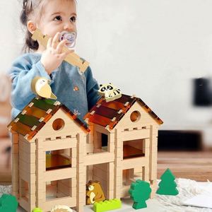 Juguetes Clásicos de Estilo Antiguo, Bloques de Construcción de Madera con Sistema de Encaje y Tenón para Parques de Diversiones - Product Image 4