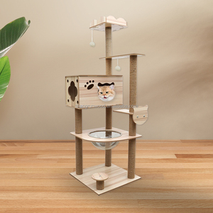 Arbre à chat multifonction pas cher, grand arbre à chat en bois avec plateforme multi-niveaux - Product Image 4