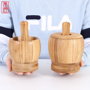 Pilon à ail en bambou avec couvercle, écraseur d'ail manuel, outil de cuisine pour herbes et épices, durable, lavage à la main uniquement - Product Image 5
