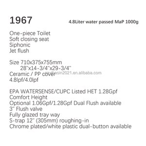 Cupc Certificate Factory Direct Round Commode Washdown <strong>Toilet</strong> Water Closet Ceramic One Piece <strong>Toilet</strong> for Bathroom - Product Image 5