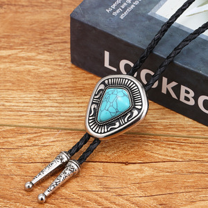 Bolos d'affaires originaux européens et américains avec nœud papillon et cravates une pièce triangulaire turquoise naturelle pour hommes en gros - Product Image 4