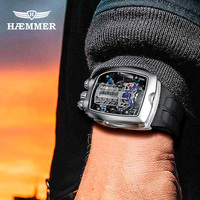 Montre de sport unisexe de luxe PINDU NH05 SEIKO Mouvement mécanique automatique Cadran carré Verre minéral Silicone Acier inoxydable
