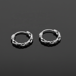 Pendientes de Aro para Hombre, Acero Inoxidable 316L, Hipoalergénicos, Diseño Vintage de Cadena de Bambú, Estilo Punk, Gótico, Vikingo, para Regalo - Product Image 1