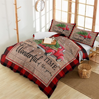 Parure de lit 3 pièces de luxe à texture agréable pour la peau, anti-boulochage, motif imprimé Noël, pour chambre à coucher de vacances