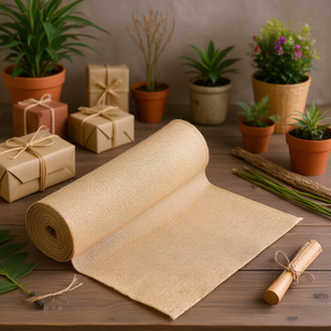 Rotolo di tessuto in tela di juta 14 pollici x 30 piedi, tessuto naturale per artigianato e avvolgimento piante - Product Image 2