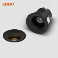 Spot LED encastré en aluminium anti-éblouissement noir 7W 20W contemporain pour intérieur, bureau, commerce, maison, salon, CRI 90 IP24