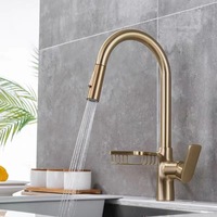 Robinet de cuisine en céramique à un trou et double sortie, eau froide et chaude, avec douchette extractible, vente en gros transfrontalière