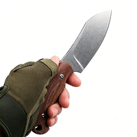 Couteau fixe Full Tang en acier 14C28N, lame Stonewashed, manche en Micarta lin, couteau de survie et de bushcraft pour l'extérieur avec étui Kydex