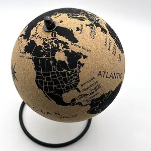 अनुकूलित आकार भूगोल घूर्णन ग्लोब डेस्क सजावट काग पिन काग के साथ विश्व ग्लोब विश्व ग्लोब के लिए शैक्षिक विश्व मानचित्र
