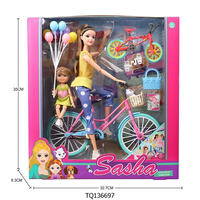Poupée articulée de 11,5 pouces avec grand vélo, petit vélo, poupée articulée de 6 pouces, sac chaton ballon, Bonecas