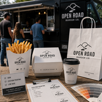 Boîte en papier jetable personnalisée avec logo pour emballage alimentaire (hamburger, tendres de poulet, frites) – Contenant de transport pour la restauration à emporter (fabricant)