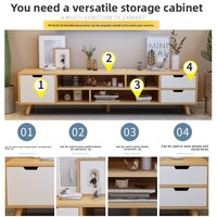 Meuble TV bas moderne et minimaliste avec extension télescopique et pieds en bois massif pour petits appartements, salon, chambre, mobilier de maison