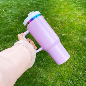 12 Pack Custom logo <b>Light</b> pink <b>rainbow</b> Plated Powder Coated H2.0 40oz Double Walled Stainless Steel Travel Tumbler - Product Image 3