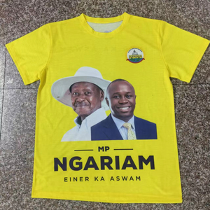 Barato 100% poliéster personalizado con su logotipo Uganda Presidente elección camiseta - Product Image 1