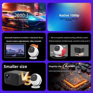 Projecteur de mode 2026 1080P pour cinéma maison, petit, portable, pour dortoir, compatible téléphone portable, vente en gros - Product Image 2