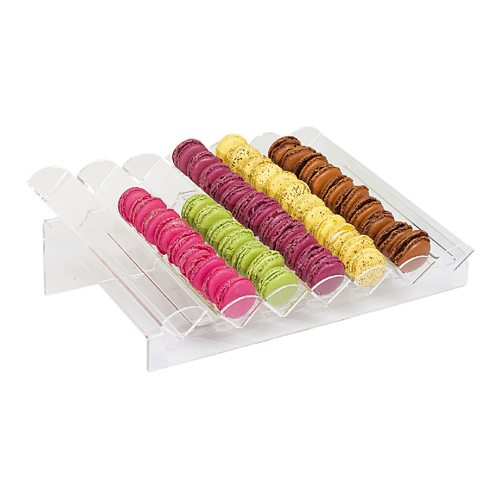 Produktbild von Macaron-Ständer Aus Acryl – 4 Mulden, Einfacher Aufbau, Glasklar, Für 50–78 Macarons, Perfekt Für Partys