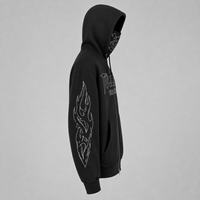 Diseño personalizado de gran tamaño Boxy algodón enmascarado Sudadera con capucha Mascarilla Streetwear Distressed Acid Wash All Over Print Zip up Ninja Hoodie