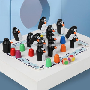 Pingüino de madera Muñecas anidadas Interacción entre padres e hijos Juguete de educación temprana Color Memoria Ajedrez Juego a juego - Product Image 4