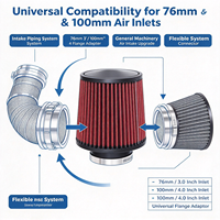 Filtre à air universel haute performance lavable et réutilisable en maille non tissée sèche pour moteur de moto de course et bateau rapide 76 mm 3 pouces