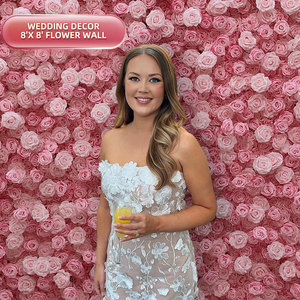 GNW 2026 Nuovo <span class=keywords><strong>Sfondo</strong></span> Floreale Arrotolabile in Tessuto Artificiale Rosa 8x8 Piedi per Decorazioni Floreali di Matrimoni - Product Image 1