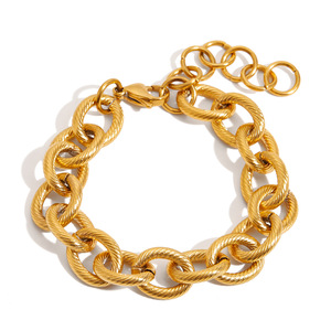 Spiral <b>Cross</b> <b>Chain</b> Bracelet 18K Gold Stainless Steel Unisex Jewelry Geometric Design - Product Image 5