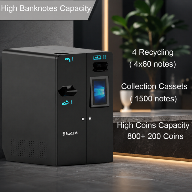 Cash Bill Recycler Machine Heavy Duty High Capacity Countertop Coin Validator for Shopping Mall Supermarket