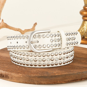 Cintura <span class=keywords><strong>Omen</strong></span> con Borchie, Cinture Vintage da Donna Multicolore con Borchie Argentate, Accessorio per la Vita in Stile Punk per Outfit Casual - Product Image 2