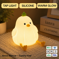 Veilleuse LED en silicone en forme d'oiseau ail en forme de dessin animé, avec contrôle tactile, intensité réglable, rechargeable par USB, lampe de chevet, cadeau pour chambre d'enfant, vente en gros, OEM, ODM