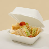 Bagasse de canne à sucre compostable jetable ECOLIFE Boîte à lunch à clapet biodégradable Boîte à hamburger Vaisselle à emporter