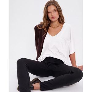 Camiseta Oversize para Mujer, Cuello en V, Manga Corta, Ajuste Holgado Informal, Color Liso, Top Deportivo para Entrenamiento, Camiseta Básica de Verano 2026 - Product Image 4