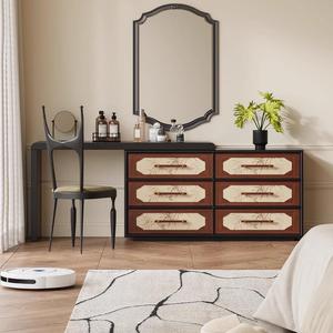 Vintage Style Dressing <b>Table</b> With <b>Bamboo</b> Leaf Design Mirror Included Bedroom Furniture For Home Use - Product Image 3