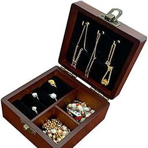 Wooden <b>Portable</b> Jewelry Box Rectangle With <b>Lock</b> For Earrings Necklaces Rings Bracelets Desktop Storage - Product Image 5