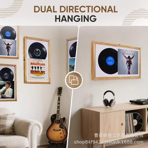 Wooden <b>Square</b> Vinyl Record <b>Frame</b> Wall Mounted Display <b>Frame</b> For Bedroom And Living Room Storage - Product Image 3