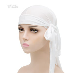Turbante de Seda y Lona Transpirable con Cola Larga para Hombres y Mujeres, Ideal para Rastas, Trenzas y Todo Tipo de Cabello - Product Image 5