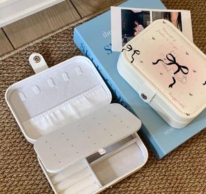 Modern Leather Rectangle Cute Portable Exquisite Travel Jewelry <b>Box</b> with Zipper Closure Multifunction <b>Storage</b> Necklace Organizer - Product Image 2