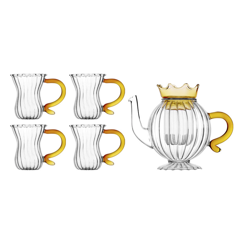 [1 pot + 4 cups] 600ml crown pot + 100ml tea cup