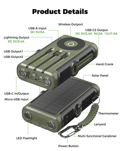 Batterie Externe Solaire 20 000 mAh avec Générateur à Manivelle et Chargeur Magnétique Sans Fil Rapide – Portable, pour Urgences Extérieures – Produit Tendance 2026 - Product Image 2