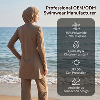 Maillot de bain musulman personnalisé pour femme, ensemble burkini à couvrance totale, haut tunique à col montant et manches longues, pantalon large, hijab, séchage rapide