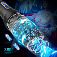 Masturbateur masculin entièrement automatique télescopique rotatif, avec fonctions de serrage, aspiration et vibration, type 'Airplane Cup', jouet sexuel