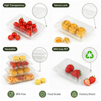 Ecologisch verantwoorde PET transparante clamshell doos voor fruitverpakkingen, aanpasbare bedrukking, voedselveilige vierkante wegwerpverpakking