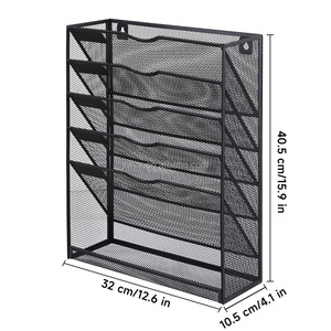 Organizzatore <span class=keywords><strong>da</strong></span> <span class=keywords><strong>Scrivania</strong></span> in Metallo Nero a 5 Livelli Personalizzabile, Porta Documenti Verticale con Vassoio Inferiore - Product Image 2