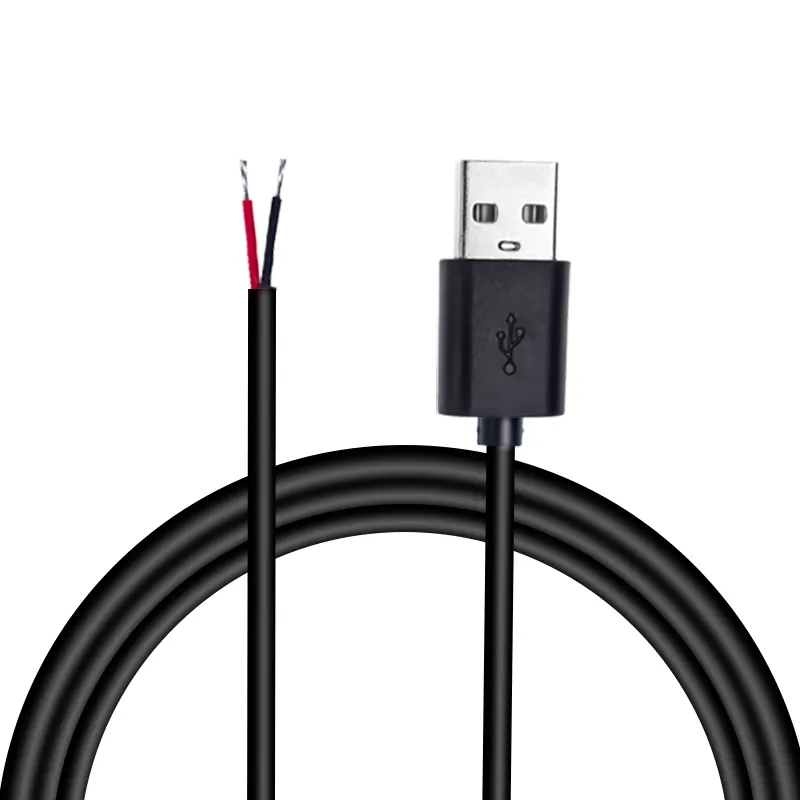 Factory Customized usb 2.0 or micro or type c cable to 2 core open end pigtail cable wire