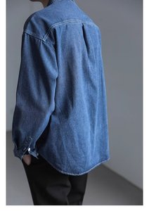 Camicia in Denim Casual di Alta Qualità Primavera 2026, Taglie Forti, per Uomo, con Colletto e Doppia Tasca, Maniche Lunghe - Product Image 6