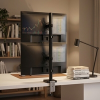 Nuevo Soporte de Brazo Doble para Monitor de Aleación de Acero para Pantallas de 17-32 Pulgadas, Giro de 90°, Inclinación de 40°, Altura Ajustable, Abrazadera/Anillo de Sujeción, Cable