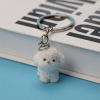 En gros Flocage En Peluche Chien Porte-clés Chiot Mignon Pom Pom Animaux Poupée Résine 3D Porte-clés Sac Charmes De Voiture porte-clés Accessoires