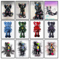 Mode moderne décoration intérieure de la maison ours en peluche affiches d'art mural rue graffiti violence peinture à l'huile cristal porcelaine